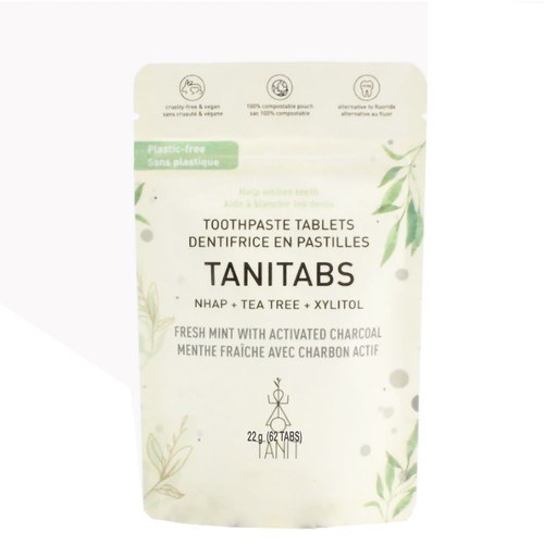 Tanit Tanitabs Mint Charcoal Refill Toothpaste Tablets 22 g