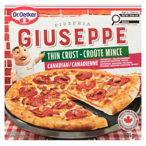 Dr. Oetker Giuseppe Frozen Thin Crust Pizza Canadian 501 g