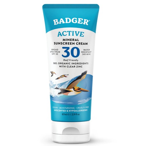 Badger Sunscreen Cream SPF 30 Unscented 87 ml