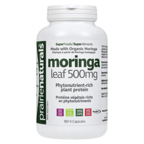 Prairie Naturals SuperFoods Organic Moringa Leaf 500mg Capsules 180 EA