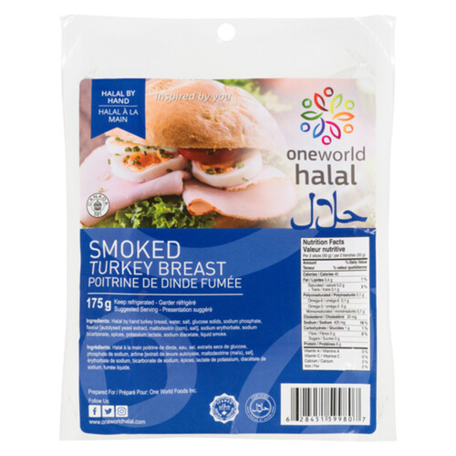 One World Halal Smoked Turkey Breast 175 g