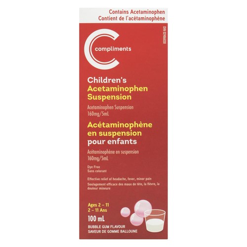 Compliments Children Acetaminophen Bubble Gum 100 ml