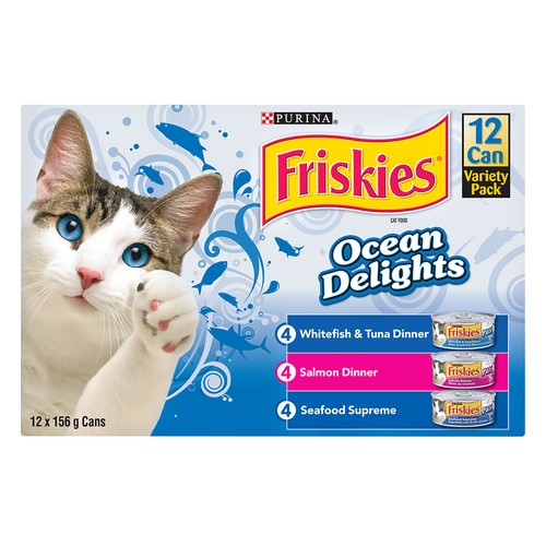 Friskies Wet Cat Food Ocean Delights Variety Pack 12 x 156 g 