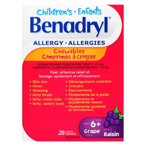 Benadryl Allergy 12.5 mg Kids Grape 20 EA