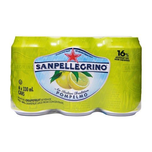 San Pellegrino Sparkling Fruit Beverage Grapefruit Pompelmo 6 x 330 ml (cans)