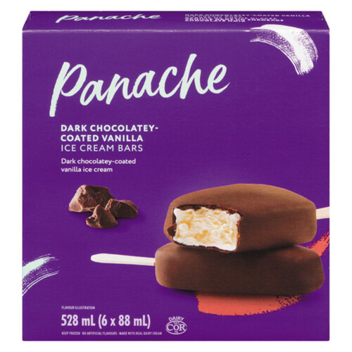 Panache Ice Cream Bars Vanilla & Dark Chocolate 6 x 88 ml
