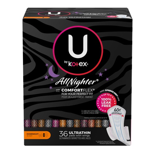 U By Kotex All Nighter Ultra Thin Overnight Pads With Wings 36 Count