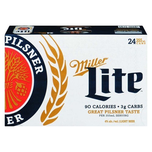 Miller Lite Beer 4% Alcohol 24 x 355 ml (cans)