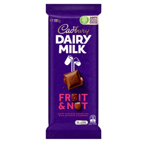 Cadbury Dairy Milk Chocolate Bar Fruit & Nut 180 g