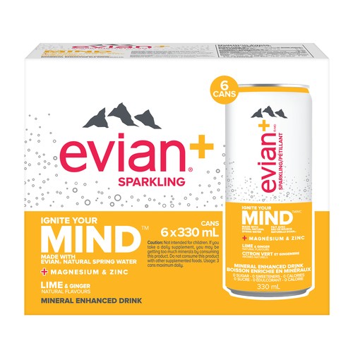 Evian Sparkling Water Lime And Ginger 6 x 330 ml (cans)