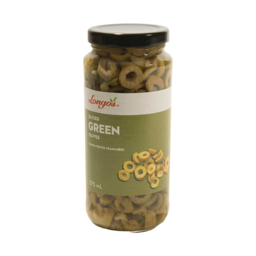 Longo's Green Olives Jar Sliced 375 ml