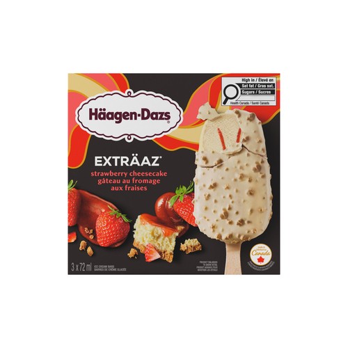 Häagen-Dazs Exträaz Ice Cream Bars Strawberry Cheesecake 3 x 72 ml