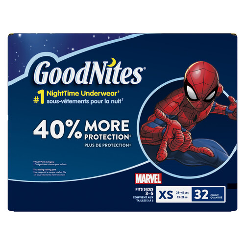 Goodnites Night Time Underwear For Boys Size XS 32 Count - Voilà