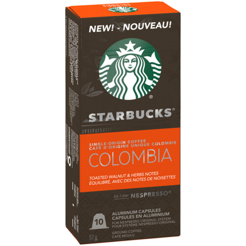 Starbucks Nespresso Coffee Pods Colombia Blend Toasted Walnut & Herbs 10 Capsules 57 g