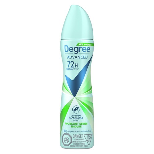 Degree Advanced Dry Spray Antiperspirant Workout Endure Deodorant 107 g