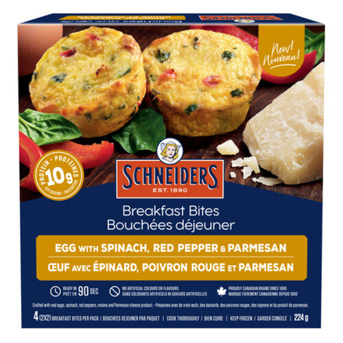 Schneiders Frozen Breakfast Bites Spinach Red Pepper & Parmesan 224 g