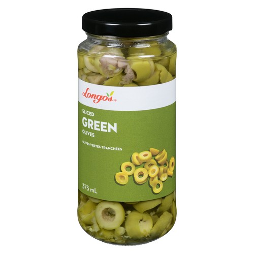 Longo's Green Olives Jar Sliced 375 ml