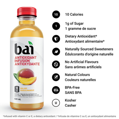 Bai Antioxidant Beverage Mango Malawi 530 ml (bottle)