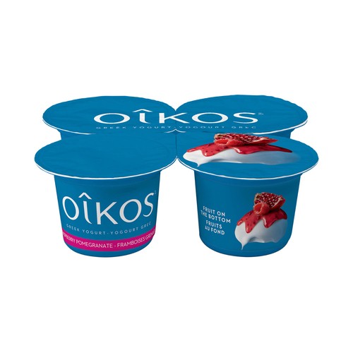Oikos 2% Greek Yogurt Fruit On Bottom Raspberry Pomegranate 4 x 100 g