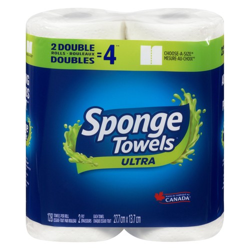Sponge Towels Paper Towel Ultra 2-Ply 2 Double Rolls x 128 Sheets