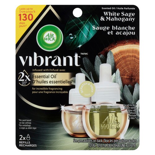 Air Wick Vibrant Scented Oil Refills White Sage & Mahogany 2 x 23.9 ml 