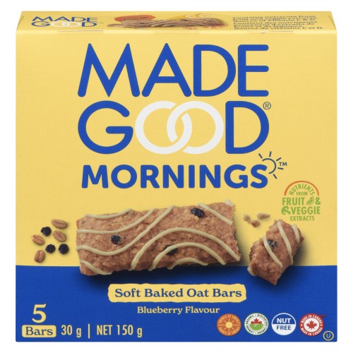 MadeGood Mornings Oat Bars Soft Baked Blueberry 5 Pack