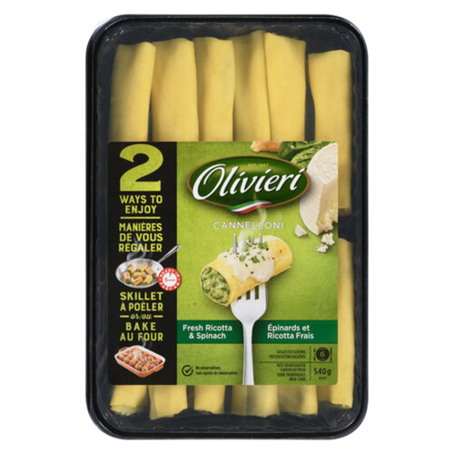 Olivieri  Cannelloni Fresh Ricotta & Spinach 540 g