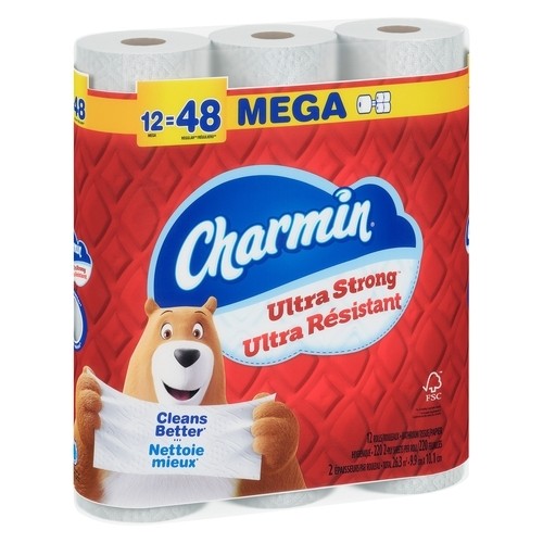 Charmin Toilet Paper Ultra Strong 2-Ply 12 Rolls x 220 Sheets