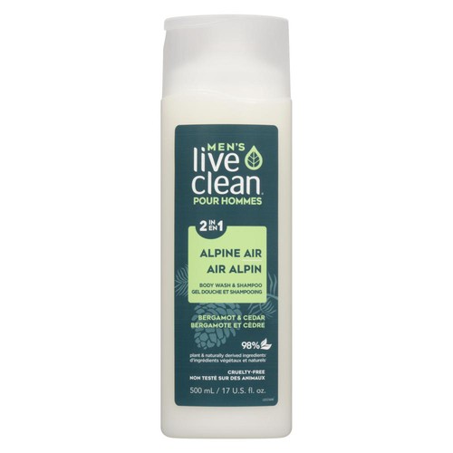 Live Clean Men's 2 In 1 Body Wash & Shampoo Alpine Air 500 ml