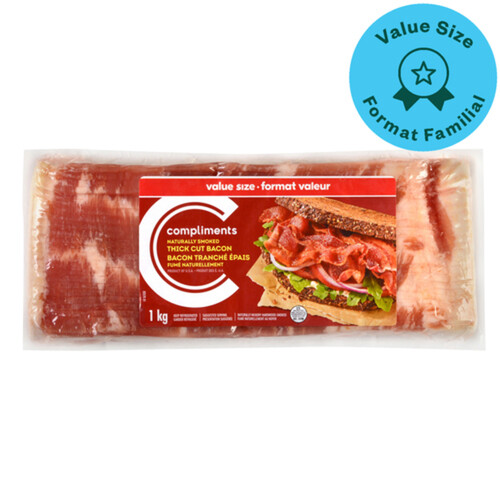 Compliments Naturally Smoked Bacon Thick Cut 1 kg