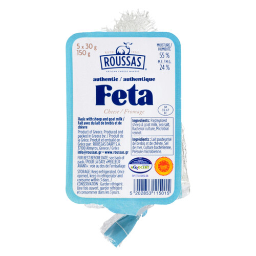 Roussas Greek Feta Cheese Snack Pack 150 G - Voilà Online Groceries ...