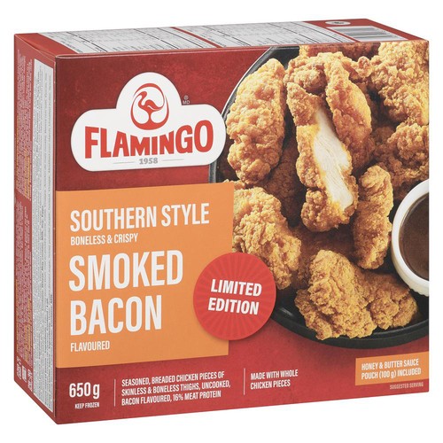 Flamingo Frozen Chicken Southern Style Boneless & Crispy Smoked Bacon 650 g