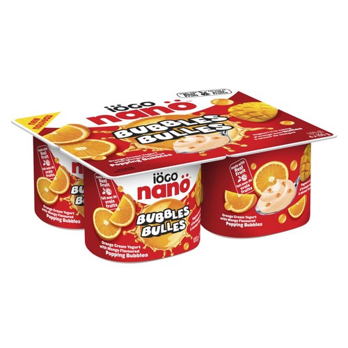 iÖGO nanö Bubbles 1.5% Yogurt Orange Cream Mango 4 x 100 g
