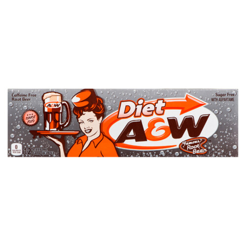 A&W Caffeine-Free Diet Root Beer 12 x 355 ml (cans)