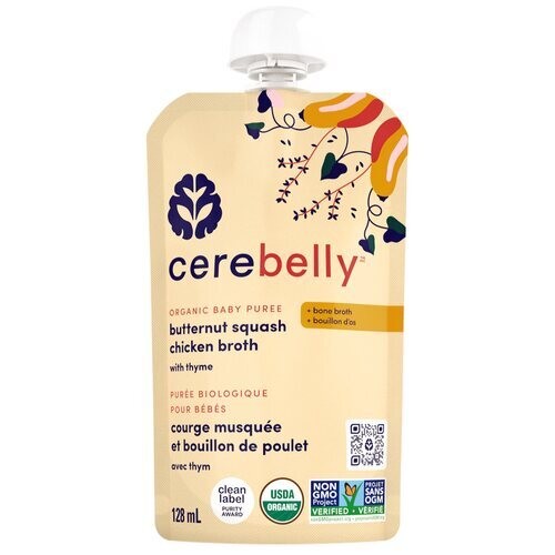 Cerebelly Canada Organic Baby Puree Butternut Squash Chicken 128 ml