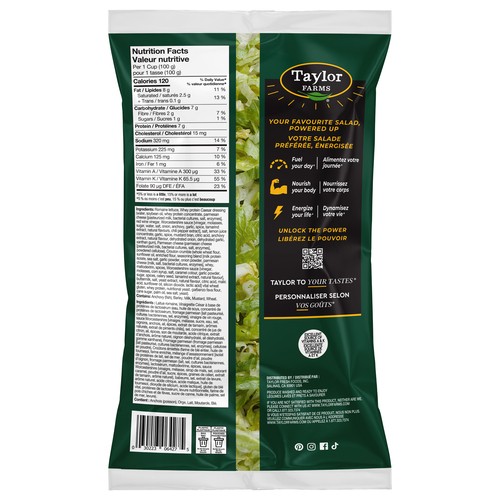 Taylor Farms Salad Kit Chopped Power Kit Caesar Dressing 310 g