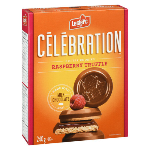 Leclerc Celebration Butter Cookies Milk Chocolate Coated Raspberry 240 g