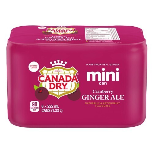 Canada Dry Soft Drink Ginger Ale Cranberry 6 x 222 ml (cans)