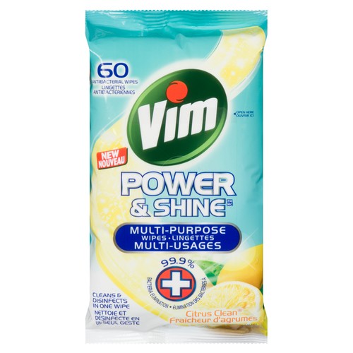 Vim Cleaners Multi Power & Shine Citrus Clean Wipes 60 Sheets