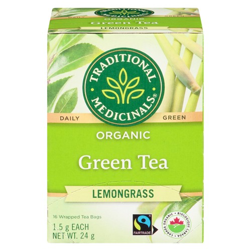 Traditional Medicinals Organic Herbal Green Tea Lemongrass 16 Tea Bags