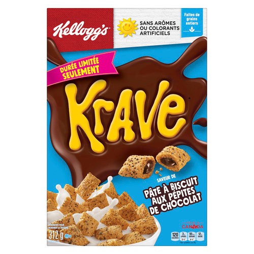 Kellogg's Krave Cereal Chocolate Chip Cookie Dough 312 g
