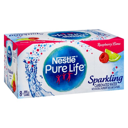 Nestlé Pure Life Sparking Water Raspberry Lime 8 x 355 ml (cans)