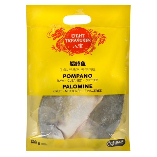 Eight Treasures Frozen Whole Uncooked Pompano 800 g