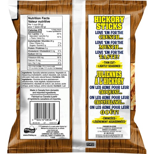 Hostess Hickory Potato Sticks Salt & Vinegar 165 g