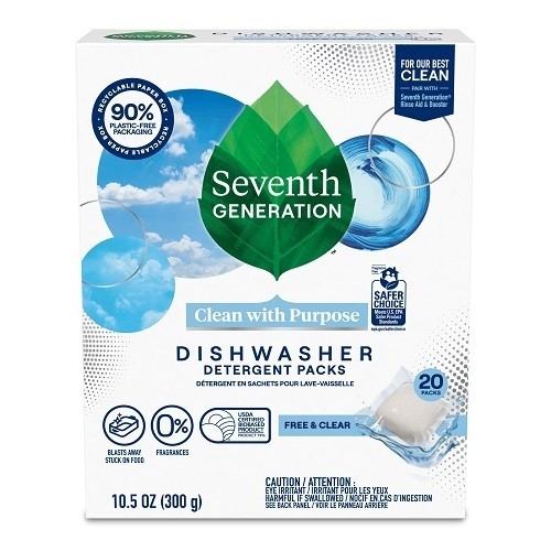 Seventh Generation Dishwasher Detergent Packs Free And Clear 20 EA