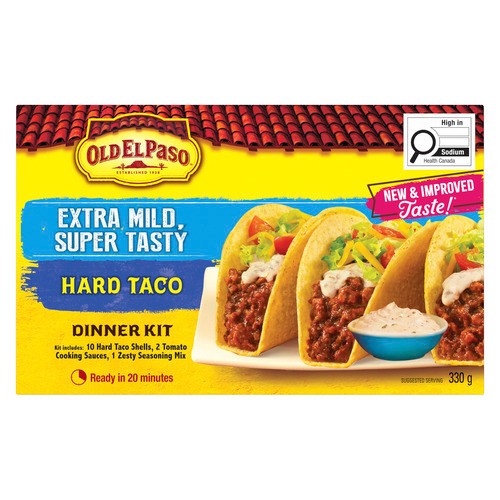 Old El Paso Taco Dinner Kit Extra Mild Super Tasty Hard 330 g