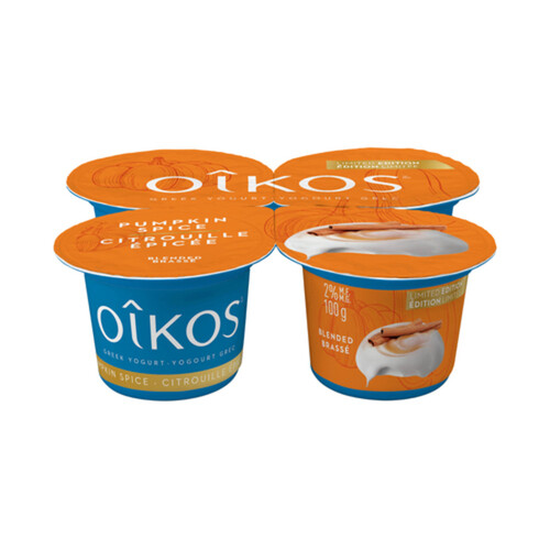 Oikos Greek 2% Yogurt Pumpkin Spice Limited Edition 4 x 100 g