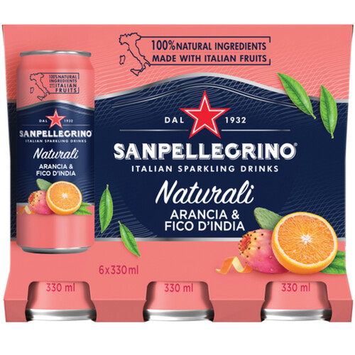 San Pellegrino Sparkling Water Orange & Prickly Pear 6 x 330 ml (cans)