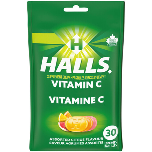 Halls Supplement Drops Vitamin C Assorted Citrus 30 Lozenges