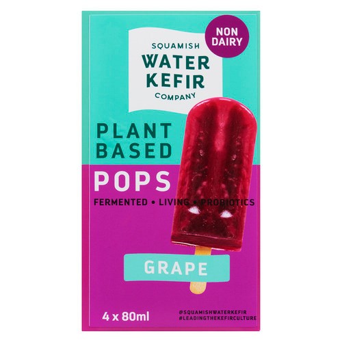 Squamish Water Kefir Frozen Plant Based Popsicle Grape 4 x 80 ml